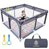 EveryKip® Laufstall Baby 120x120 cm, Laufgitter Baby mit atmungsaktivem Netz, Baby Laufstall mit Reißverschlusstür, Kinder Laufgitter, Inklusive Tragetasche und Griffringen