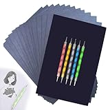 200 Blatt Kohlepapier, Transferpapier, Pauspapier, Kohlepapier Zum Nachzeichnen, Graphitpapier, Pauspapier A4, Schwarz Für Papier Tattoo Holz Mit 5 Pcs Prägestift