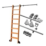 CXEGCCUF Rollende Bibliotheksleiter, Gleit-Hardware-Set, runde Schiene/Schiene (ohne Leiter), runde Rohrleiter, mobile Leiterschiene, mit Bodenrollenrädern (Größe: 600 cm Schienen-Set)
