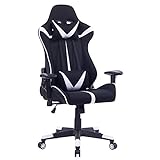WOLTU Gaming Stuhl, Atmungsaktiv Bürostuhl Gaming Chair Ergonomisch mit Lendenkissen, Gamer Stuhl Racing PC-Stuhl mit Wippfunktion Live-Streaming Drehstuhl Weiß