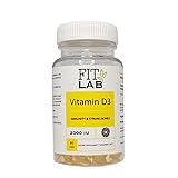 FitLab® Vitamin D3 2000 I.E. - 60 Tabletten - Vitamin D Hochdosiert - Vitamin D Kapseln - für Knochen, Muskeln, Immunsystem und Zähne - 2 Monate