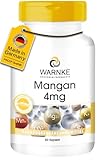 Mangan 4mg - Mangangluconat Kapseln - vegan & hochdosiert - 90 Kapseln | Warnke Vitalstoffe - Deutsche Apothekenqualität