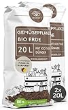 Bio Gemüseerde & Hochbeeterde für Gemüse 40 L (2x20L) - Bio Erde für Gemüsepflanzen mit 50% weniger Torf - Pflanzenerde mit organischem Dünger - Universalerde - Pflanzerde Gemüse