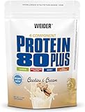 WEIDER Protein 80 Plus Mehrkomponenten Protein Pulver, Eiweißpulver für cremige, unverschämt leckere Eiweiß Shakes, Kombination aus Whey, Casein, Milchprotein-Isolat & Ei-Protein, Cookies &Cream, 500g