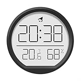 Zeroupshop Wanduhr mit Thermometer-Hygrometer, für drinnen und draußen, geräuschlos, nicht tickend, Außentemperatur, Luftfeuchtigkeit, Uhr für Garten, Schlafzimmer, Wohnzimmer, Büro (schwarz)