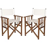 ZIK Set mit 2 klappbaren Regiestühlen aus Holz für den Außenbereich, zusammenklappbar, mit Armlehnen, 52 x 50 x 83 cm, Braun