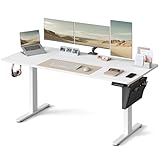 SONGMICS Höhenverstellbarer Schreibtisch elektrisch, 160 x 70 cm, Verstellbarer Tisch, Memory-Funktion für 4 Höhen, für Büro, wolkenweiß LSD136W01