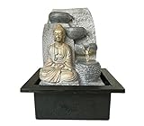 Dehner Zimmerbrunnen Steine mit LED Beleuchtung, ca. 25 x 17.5 x 21 cm, Polyresin, grau