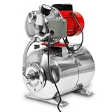 EBERTH Hauswasserwerk 3600 L/h Förderleistung, 5 bar Förderdruck, 750W, Pumpe mit Druckschalter für Automatikbetrieb, selbstansaugend, 9 m Ansaughöhe, 40 m Förderhöhe, 24 L Druckkessel Edelstahl