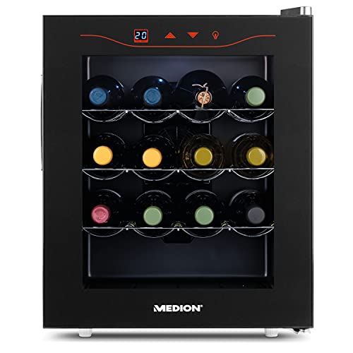 MEDION MD 15803 Weinkühlschrank / 46 Liter Fassungsvermögen/beleuchtetes LED-Display/Touch-Bedienung/kein Kältemittel umweltfreundlich/EEK A