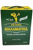 Retsina Malamatina 3 Liter Bag in Box mit Zapfhahn geharzter Weißwein aus Griechenland griechischer traditioneller Weiß Wein mit Harz