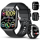 Smartwatch Herren Damen Fitnessuhr mit Telefonfunktion, 1.96' HD Smart Watch mit Pulsuhr/Schlafmonitor, Fitness Tracker Schrittzähler Uhr, 100+ Sportmodi Sportuhr IP68 Wasserdicht für Android iOS