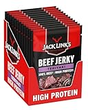 Jack Links Beef Jerky Teriyaki – 12er Pack (12 x 25g) – Trockenfleisch Eiweiß Snacks - High Protein Snack für Gym, Fitness, Outdoor - American Food für Menschen - Dörrfleisch Chips aus Rind Fleisch