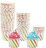 TSLBW 50 Stück Eisbecher 125 ml Einweg-Eisschalen, Papier-Dessertschalen, Leckerlibecher, gefrorener Joghurt, Lebensmittelbehälter zum Mitnehmen