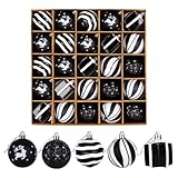 NUZEKY Weihnachtskugeln Kunststoff Weihnachtskugeln Klein 6cm - 25 STK Christbaumkugeln Schwarz Bruchsichere - Christbaumschmuck Weinachtsdekorationen Christmas Decorations für Drinnen und Draußen
