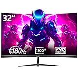 Gawfolk 32 Zoll Curved Gaming Monitor 180HZ / 165Hz / 144hz PC Bildschirm Full HD 1080P, Rahmenloses 1800R Gebogenes Computerbildschirm mit FreeSync und Eye Care Technologie, unterstützt VESA