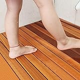 Große Teak-Duschmatte, rutschfeste Holz-Fußmatte, erhöhte Latten-Drainageplattform, 5,1 cm dick, Badematte (45 x 80 x 4,3 cm) für Badezimmer-Fußmatte und Teppich