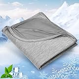 IKALIFE Kühldecke Kühlende Decke - 2 in 1 Doppelseitige Leichte Sommerdecke Kühlend Q-Max0,5 Selbstkühlende Decke Wohndecke Sommer Cooling Blanket zum Schlafen für Menschen Grau 230 x 270 cm