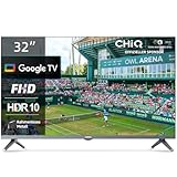 CHIQ L32H8CG 32 Zoll Smart TV, FHD, Metallrahmenlos, HDR10&HLG, Triple Tuner(DVB-T2/S2/C), Google Play, 1.5G RAM+8G ROM, Chromecast, 2.4/5G WiFi, Google Assistant, HDMI, USB, CI, Kopfhörer