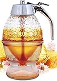 MMCCHB Kunststoff-Honigglas, Sirupspender, schönes Bienenstock-Honigglas mit Ständer, 8 oz Sirupflasche.