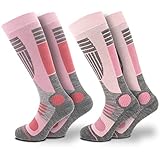 Occulto 2 Paar DAMEN SKISOCKEN mit POLSTERUNG in verschiedenen Farben, THERMO WINTERSOCKEN für SKI und SNOWBOARD 2 Paar Pink 39-42