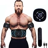 Yonars EMS Bauchmuskeltrainer, EMS TrainingsgeräT, EMS Muskelstimulator Bauchmuskeltrainer Trainingsgerät, EMS Muskelstimulation Elektrisch USB-Wiederaufladbarer Tragbarer für Bauch,Arm,Bein-Fitness