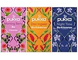 Pukka - Bio-Kräutertee 'Fruchtige Oase' - Tee Mix - 60 Teebeutel (20 x Morning Berry, 20 x Drei Ingwer, 20 x Night Time)