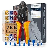 BAURIX® Crimpzange mit 700 Kabelschuhe Set – für diverse Verbinder-Arten – Regelbare Crimpkraft für 0,5–6 mm² – Elektriker Werkzeug – HEKTOR