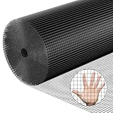Hardware-Stoff, PVC-beschichtetes Drahtgeflecht, 61 x 7,6 cm, Maschendrahtzaun, schwarz, vinylbeschichteter Zaun, Hühnerdraht, Maschendrahtzaun, 19 Gauge, Maschendrahtzaun für Hühnerstall,