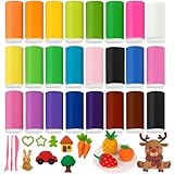 Modelliermasse lufttrocknend – 24 Farben Knete & selbsttrocknender Ton für Kinder – Kreatives DIY Set zum Basteln – Lufttrocknende Tonmasse als Geschenk – ab 3 Jahren