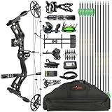 surwolf Bogenschießen Jagd Compound Bow Kit RTH 13.6-31.8 kg Draw Length 59.7 cm-78.7 cm, IBO 325FPS, Target Shooting Bow with Accessories for Bowfishing Bogenschießen Jagd (Schwarz Set 2)