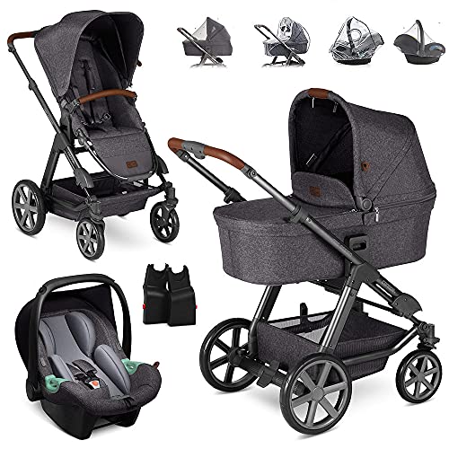 ABC Design 3in1 Kinderwagen Set Condor 4 inklusive Babyschale Tulip und Zubehör - Babywanne, Sportwagen, Autoschale und Adapter - Street Grau
