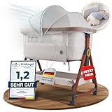 KUNU® besonderes Baby-Beistellbett 2.0 – Sicher getestet & vielseitig einsetzbar – Mit Rollen- & Wiegefunktion – Höhenverstellbar – Babyoptimierte Matratze – Inkl. Reisetasche – Von Eltern für Eltern