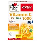 Doppelherz Vitamin C 1000 + D3 + Zink - Hochdosiert mit Vitamin C und Vitamin D zur Unterstützung des Immunsystems und zum Schutz der Zellen - 100 DEPOT-Tabletten