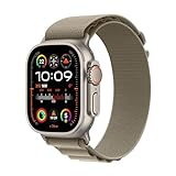Apple Watch Ultra 2 (GPS + Cellular, 49 mm) Smartwatch mit robustem Titangehäuse und Alpine Loop Armband (Medium) in Olivgrün. Fitnesstracker, präzises GPS, extra Lange Batterielaufzeit, CO₂ neutral
