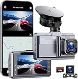 Dashcam Auto vorne und hinten Dasch cam 4K mit GPS 5Ghz WiFi Dash Cam mit 64GB SD Auto Kamera mit Parküberwachung/Super Nachtsicht/Loop-Aufnahme