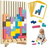 Holzpuzzle Tetris,Tetris Holzspiel,Montessori Holz Tetris,3D Puzzle Tetris Spiel Kinder,Lernspielzeug,Intelligenz Jigsaw,Montessori Spielzeug ab 3 Jahre,Geschenk für Kinder