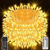 Ollny Lichterkette außen 40M 400 LED, Weihnachtsbeleuchtung außen 8 Modi mit Fernbedienung Timer, IP44 wasserdicht Lichterkette strom für innen und aussen, Weihnachten Party Hochzeit Garten (warmweiß)
