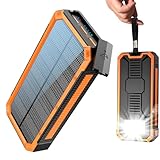 Solar Powerbank 20.000 mAh, PD20W Wasserdichtes Solar Ladegerät USB C Externer Akku Solarladegeräte mit Outputs, Power Bank für Smartphones, Tablets und mehr