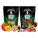 Set Mate Tee mit Früchten (2x500g) 1kg - Mango, Maracuja, Erdbeere, Grüner Mate Tee aus Brasilien, Milder Geschmack, Natürliches Koffein