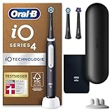 Oral-B iO Series 4 Plus Edition Elektrische Zahnbürste/Electric Toothbrush, PLUS 3 Aufsteckbürsten, 4 Putzmodi für Zahnpflege, Reiseetui, Designed by Braun, matt schwarz