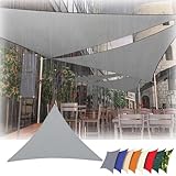 Sonnensegel Dreieckig 1m x1m x1m Wasserdicht, Sonnenschutz Segel 95% UV-Schutz,mit Spannseilen,für Außenbereich, Terrasse, Balkon, Patio,Garten, Grau