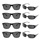 anneratteryer 8 Stück Rasterbrille Lochbrille Korrekturbrille Pinhole glasses Multidot brille mit Faltbaren Bügeln Schwarze Gitterbrille für Augentraining zur Entspannung und Sehvermögen-Verbesserung