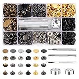 DICLLY Druckknopf Set,150 Set Metall Druckknöpfe in 6 Farben (Gold,Silber,Bronze,Gun Black,Black Bronze,Gun) mit Fixierwerkzeug Kit für DIY Handwerk,Kleidung,Lederarbeiten