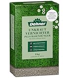 Dehner Unkrautvernichter plus Rasendünger, Unkrautvernichtungsmittel mit stärkendem NPK-Volldünger, Langzeitdüngung, 8 kg, für ca. 400 qm, 400 m²