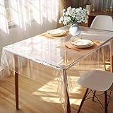 DIKARIYA PVC Tischfolie Durchsichtig, 140x160cm PVC Tischdecke Transparent Tischdecke Plastiktischdecke Abwaschbar Klarsichtfolie Glasklar Folie Wasserdicht Fettdicht Tischschutzfolie Party