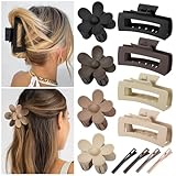 Huiguli Haarklammer Groß, 8 Stück Haarspangen +4 Stück Hair Clips, Matt Haarklammer Blume, Rutschfest Haarstyling Zubehör für Frauen Damen Mädchen