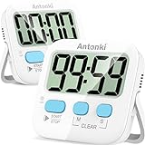 Antonki Küchentimer, 2 Stück Timer, Timer für Kinder, Digitaler Timer zum Kochen, Eieruhr, Magnetisch Timer für Lehrer, Klassenzimmer, Übung, Badezimmer, Backofen, Backen, Tabelle