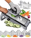 7-in-1 Verstellbar Mandoline Gemüsehobel Edelstahl - Küchenhobel Reibe für Gemüse Hobel - Gurkenhobel Dünne Scheiben - Vegetable Slicer