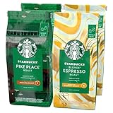 STARBUCKS Pike Place Roast, Blonde Espresso Roast Ganze Kaffeebohnen 450g (4er Pack)